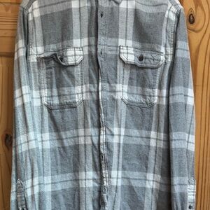 George Gray and White Plaid Flannel Shirt